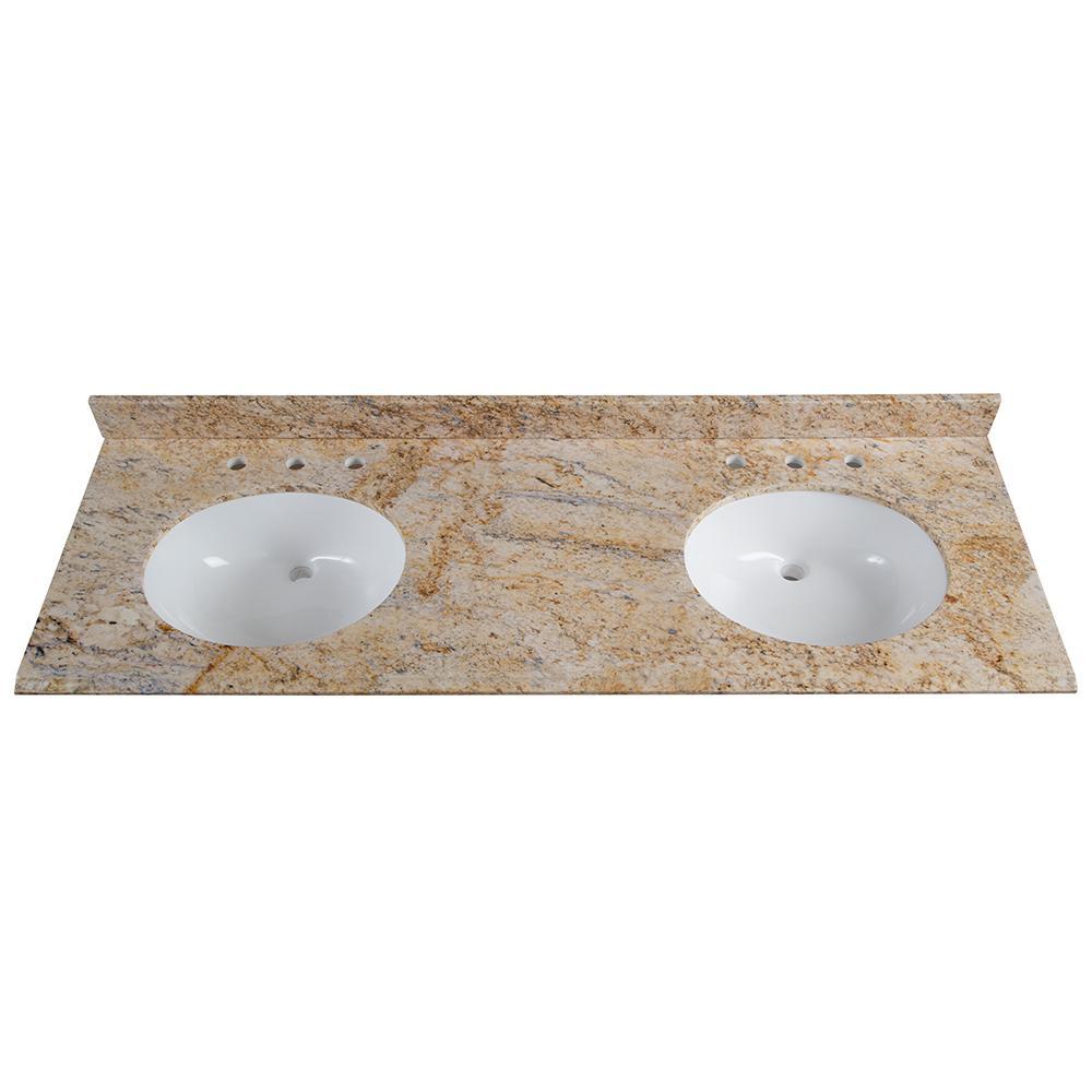 UPC 008033050610 product image for St. Paul 61 In. X 22 In. Stone Effects Double Basin Vanity Top In Tuscan Sun Wit | upcitemdb.com