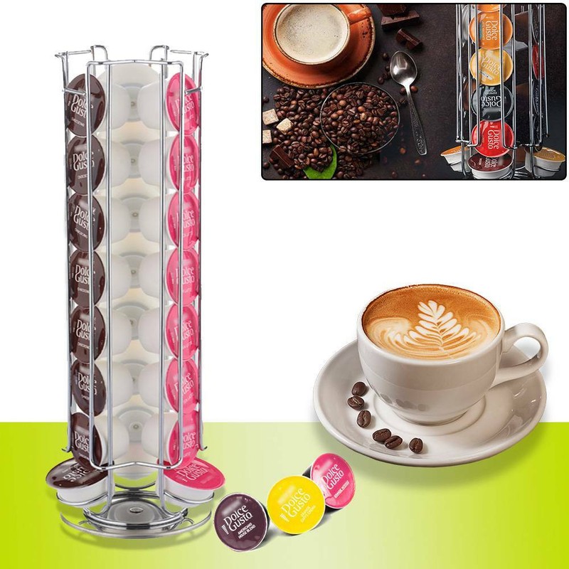 Kapselhalter für Dolce Gusto Kapselspender chrom für 32 Kaffee Kapseln Caps