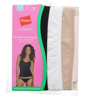 Hanes String Bikini Underwear Panty, Women's Ultimate Smooth Stretch Microfiber