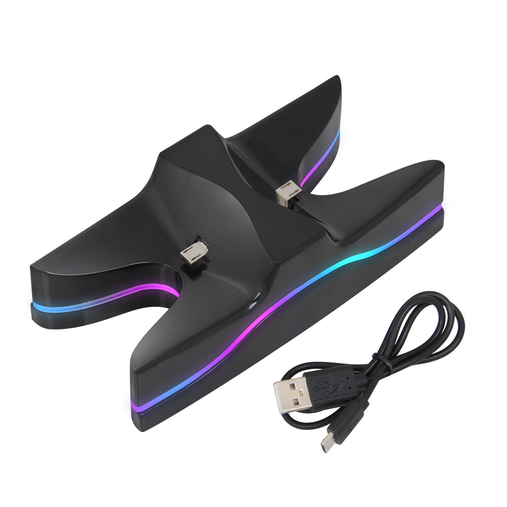 Ladegerät Ladestation Charger für PS4 Controller USB Kabel Dual LED Stand