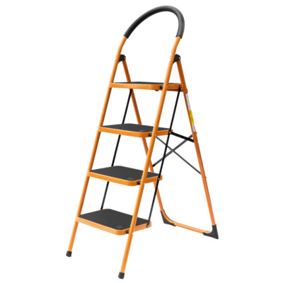 Portable 4 Step Ladder Folding Steel Work Platform Stool Heavy Duty 330lb Load