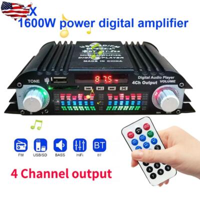 1600W 4Channel bluetooth Mini HIFI Power Amplifier Audio Stereo Amp Home Car FM
