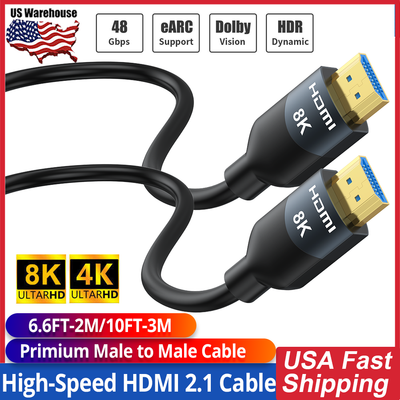 8K HDMI 2.1 Cable High Speed HDMI ARC/eARC 48Gbps 3D HDR For TV Xbox PC  Monitor