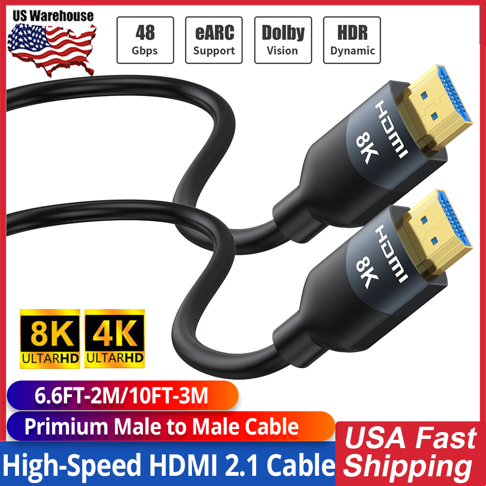 8K HDMI 2.1 Cable High Speed HDMI ARC/eARC 48Gbps 3D HDR For