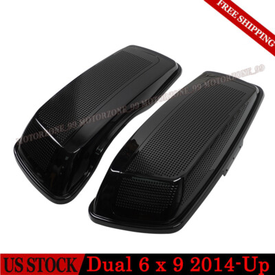 Vivid Black Dual 6x9 Saddlebag Speaker Lids Fits For Harley Davidson CVO 2014-UP