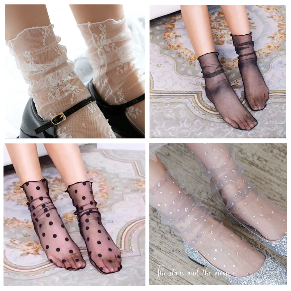 S See Through Lace Loose Socks