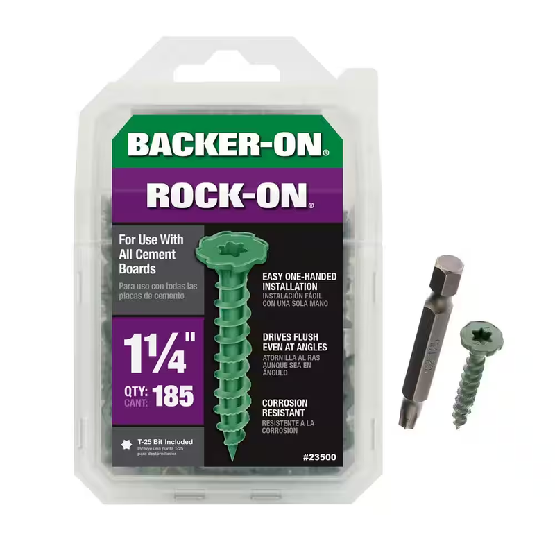 Backer On Cement Board Screws 1 1/4 Inch Star Drive Corrosion Resistant 185 Pack