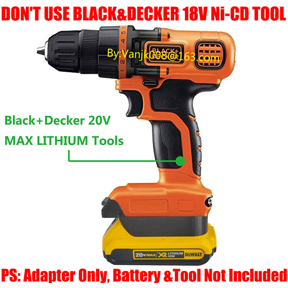 1x Dewalt 20V XR Battery Convert To Black + Decker 20V MAX LiIon