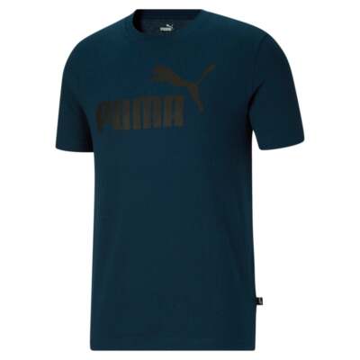 Puma Ess Logo Футболка с круглым вырезом и короткими рукавами мужская синяя спортивная повседневная 58644994