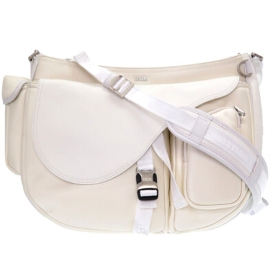 【ヴィンテージ】Rank:B☆Dior WHITE ラージ サドルバッグ ヴィンテージ】Rank:B☆Dior WHITE ラージ サドルバッグ (Dior