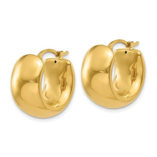 Pre-owned Goldia 14k Wide Puffed Hoop Earrings In Yellow