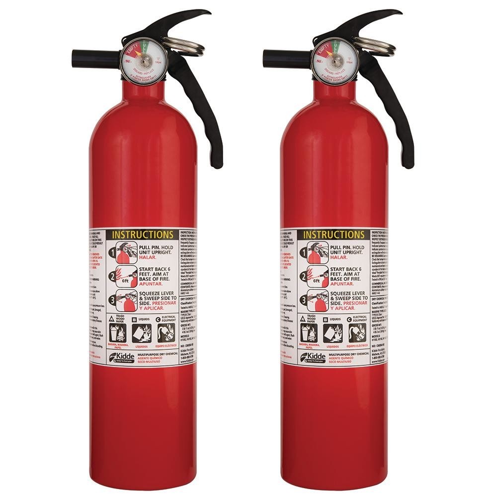 Fire Extinguisher Multi Use Home Office Shop Emergency 1-A:10-B:C Kidde 2 Pack