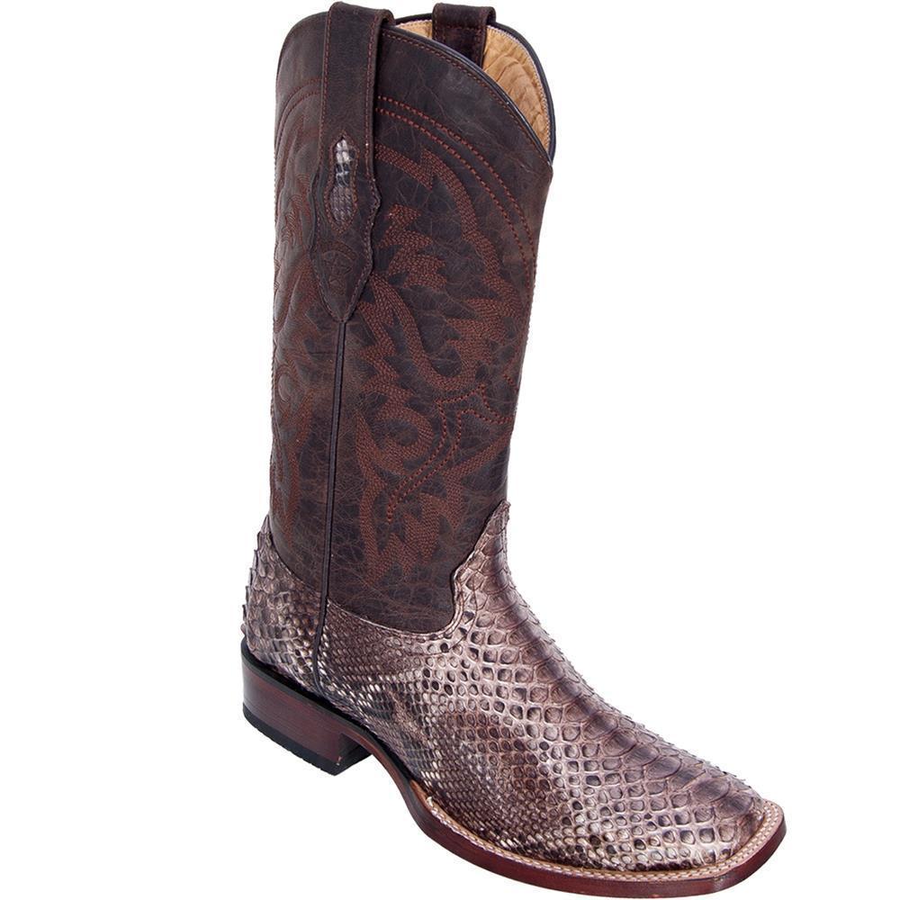 Pre-owned Los Altos Boots Los Altos Rustic Brown Python Snake Square Toe Tpu Rubber Sole Western Boot D