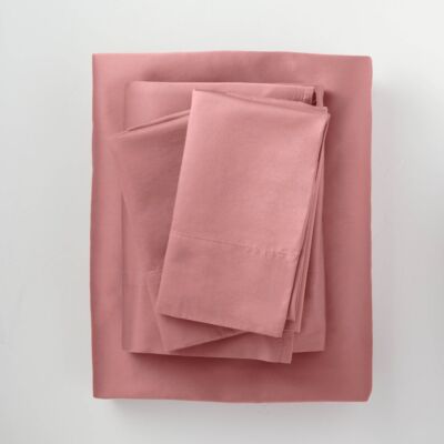 Full 500 Thread Count Supima Sateen Solid Sheet Set Rose - Casaluna
