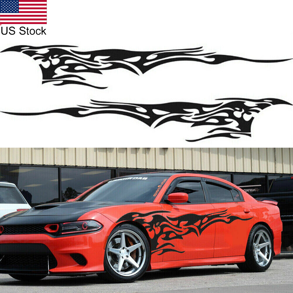 For Dodge Charger Black Sport Fire Car Body Side Door Fender Vinyl Decal Sticker