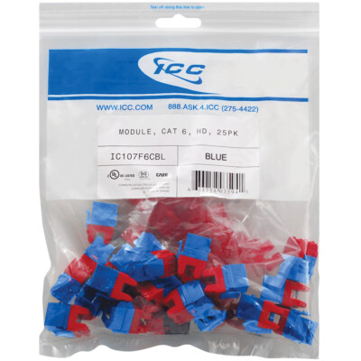 Icc IC107F6CBL Cat 6 HD Module - 25 Pack Blue