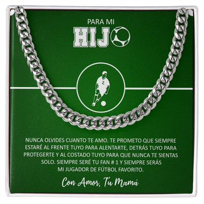 Regalo Para Hijo de Mamá Jugador Fútbol Cadena Cubana Oro 14K Cumpleaños Navidad