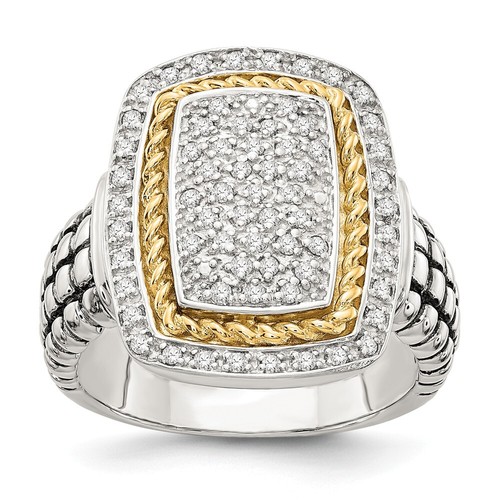 Pre-owned Shey Couture Diamond Ring .925 Sterling Silver & 14k Gold Accent 0.25 Ct Sz 6-8  In White