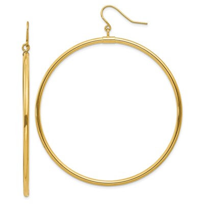 Pre-owned Superdealsforeverything Real 14kt Yellow Gold Tube Hoop Dangle Earrings