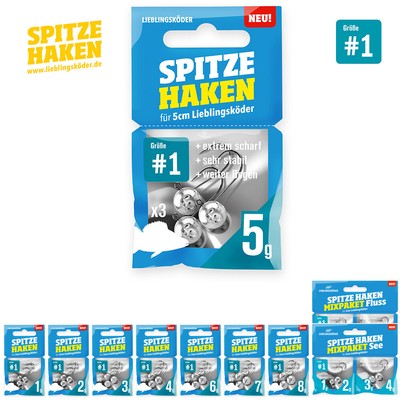 Lieblingsköder Spitze Haken #1 | 1g bis 8g + Mixpaket | Jigkopf Jighaken Jighead