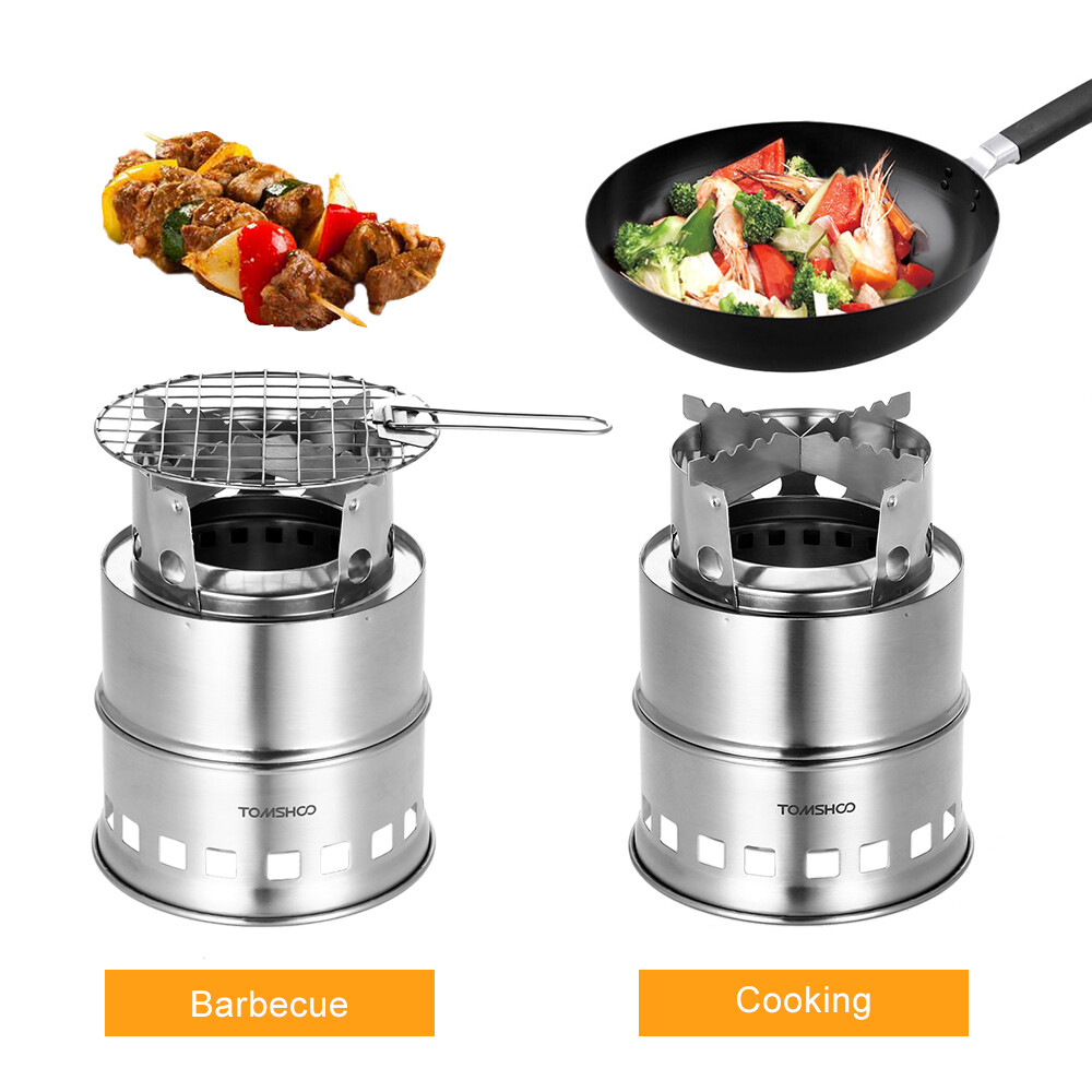 TOMSHOO Camping Wood Stove Stainless Steel Alcohol Stove fr Outdoor Camping V8W5