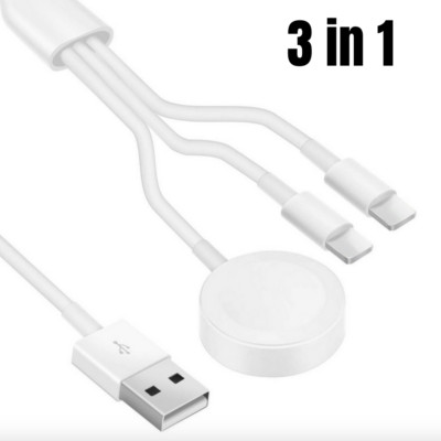 For iWatch 6/5/4/3/2 For iPhone 12 11 XS XR 3 in1 Magnetic Charger Adapter Cable