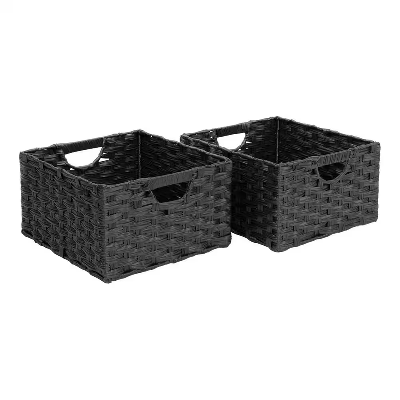 Seville Classics Handwoven Storage Basket Organizer Bin Woven Resin Square Brown