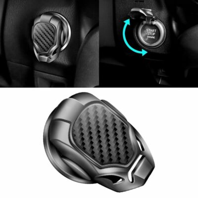 1PC Universal Car Carbon Fiber Engine Start Stop Push Button Switch Cover Trim