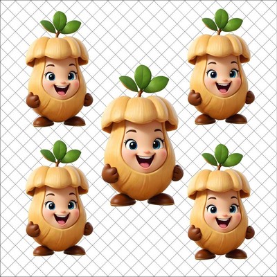 Cashew creative cartoon character Graphic Design Digital Download | JPEG | PNG