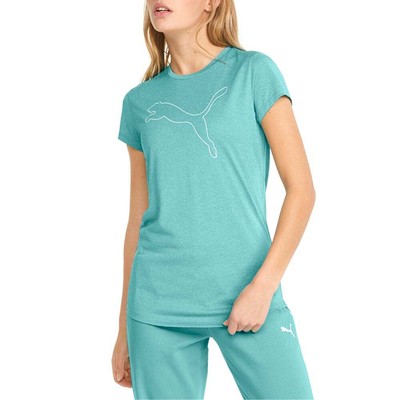 

Футболка с короткими рукавами и круглым вырезом Puma Rtg Heather Logo, плюс женский синий повседневный топ
