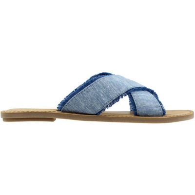 

Женские синие повседневные сандалии TOMS Viv Fringe Flat Flat 10011778, Синий, TOMS Viv Fringe Flat