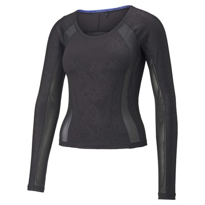 Укороченная футболка с круглым вырезом и длинным рукавом Puma Koche X, женские черные повседневные топы 5359