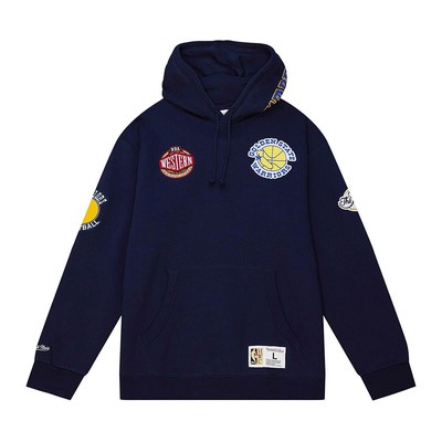 

Мужская флисовая толстовка с капюшоном Mitchell - Ness NBA Golden State Warriors City Collection nav, Синий