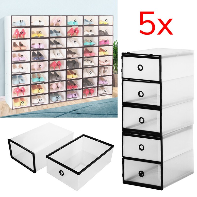5er Schuhbox Schuhkarton Schuhaufbewahrung Organizer Sortierbox Boxen MK Toll