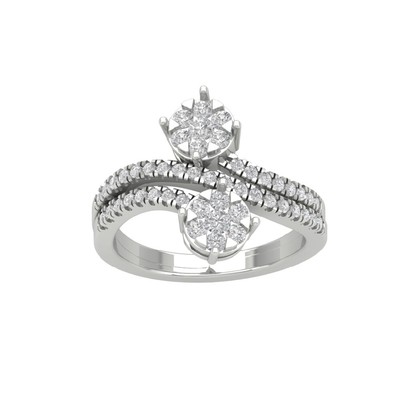 10K White Gold Round Lab Grown Diamond Composite Ring Size 7 For Women
