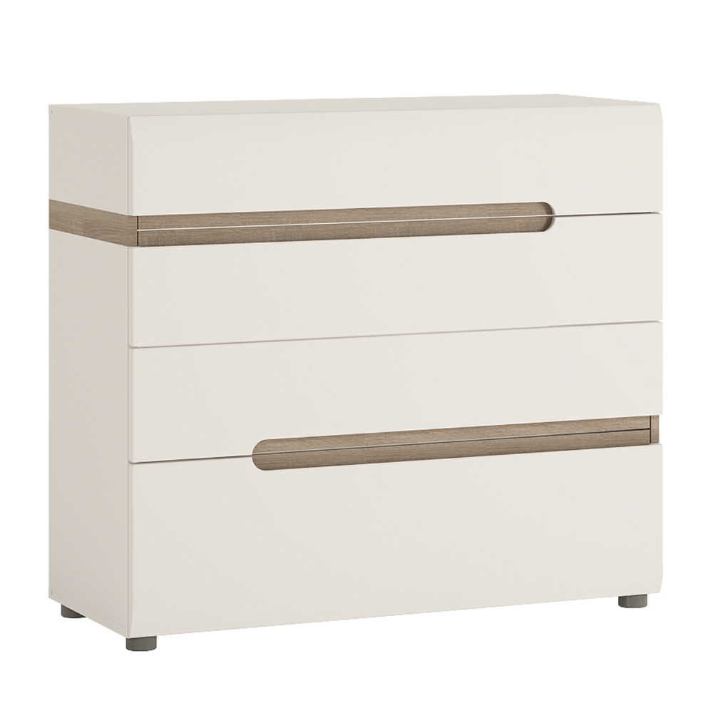 Avieka Modern White Gloss 4 Drawer Chest Large Bedside Ebay
