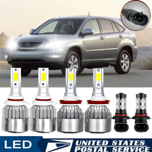 For Lexus RX330 2004-2006 RX350 2007-2009 - 6x LED Headlight + Fog Light Bulbs