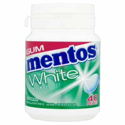 Mentos White Gum Spearmint Bottle - 40 Pieces Per Pack - Pack of 4