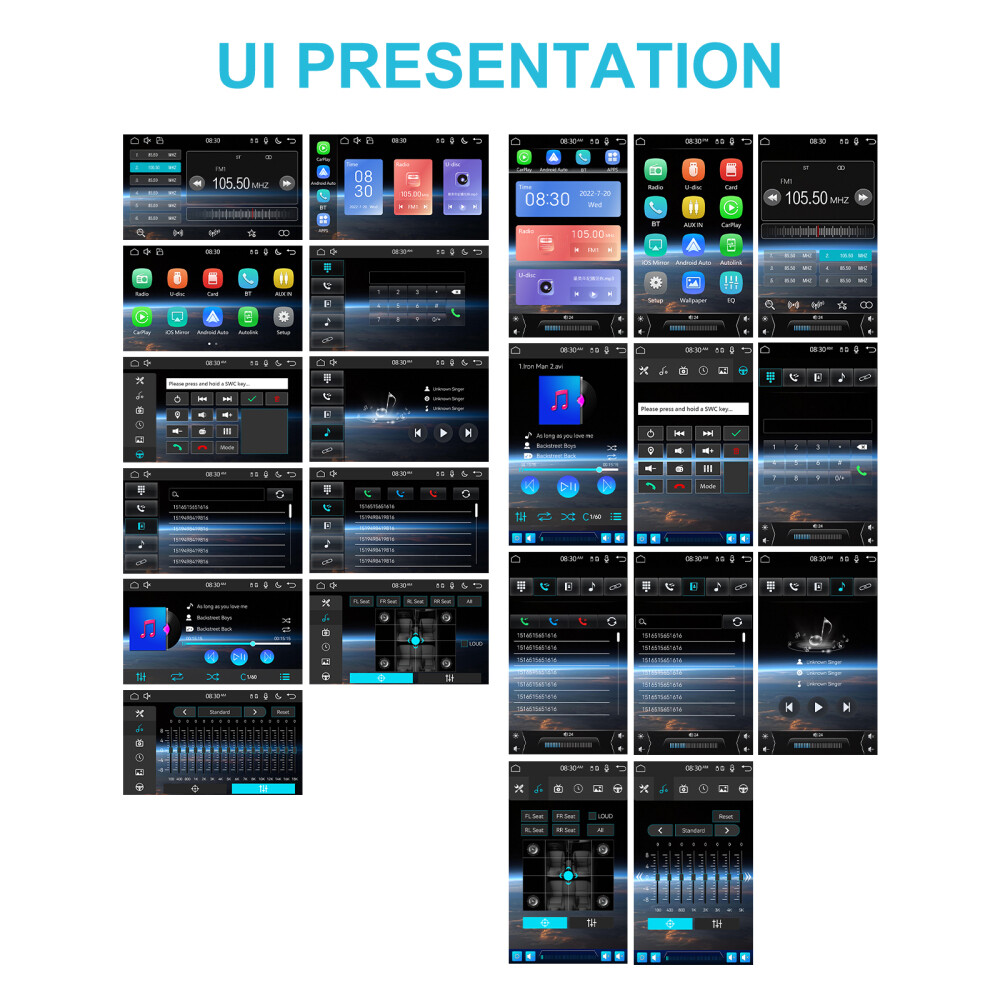 Single 1 DIN Rotatable 10.4" Touch Screen Car Stereo Radio GPS Carplay WIFI BT