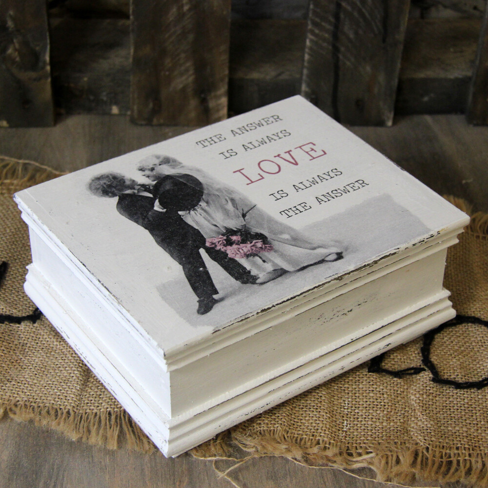 Vintage Holzschatulle 21,5x17x8 cm Truhe Landhaus Shabby Holzkästchen Handarbeit