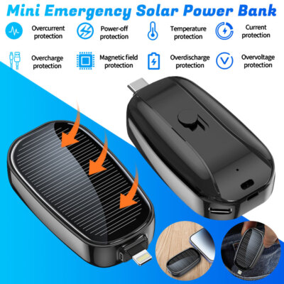 10000mAh Portable Power Bank Mini Battery Pack Solar Charger for iPhone Android