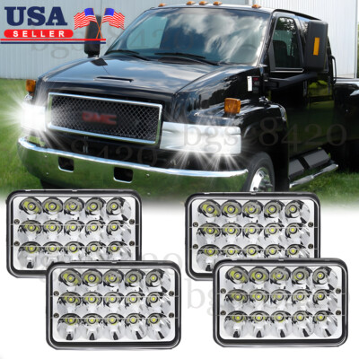 4PC 4x6'' LED Headlights Hi/Lo DRL For Chevrolet 2003-09 C7500 C5500 C4500 Kodiak