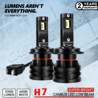 Pair Bulbs H7 LED 12000Lm Canbus Low Beam 6000K White Renault Talisman 2015-on 