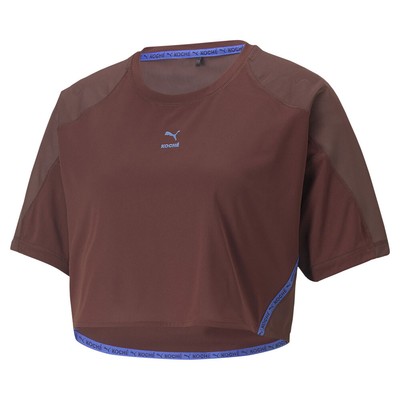 Укороченная футболка Puma с круглым вырезом и коротким рукавом X Koche Женские коричневые повседневные топы 535