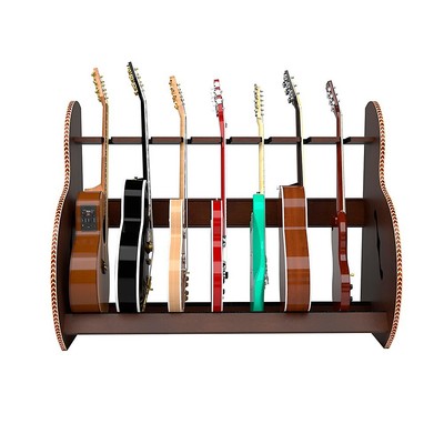 A&S Crafted Products Session Deluxe Guitar Rack Walnut Finish Full Size 7-9 Case