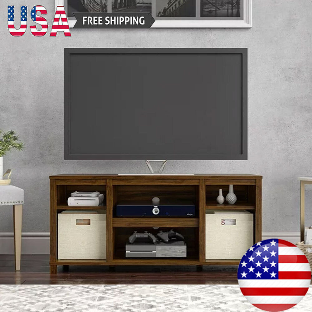 S Walnut Media Devices Stand Home Living Room Furniture Wood