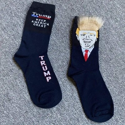 2024 New Trump Socks with Hair Spoof Funny President Donald Trump Socks Mens Com