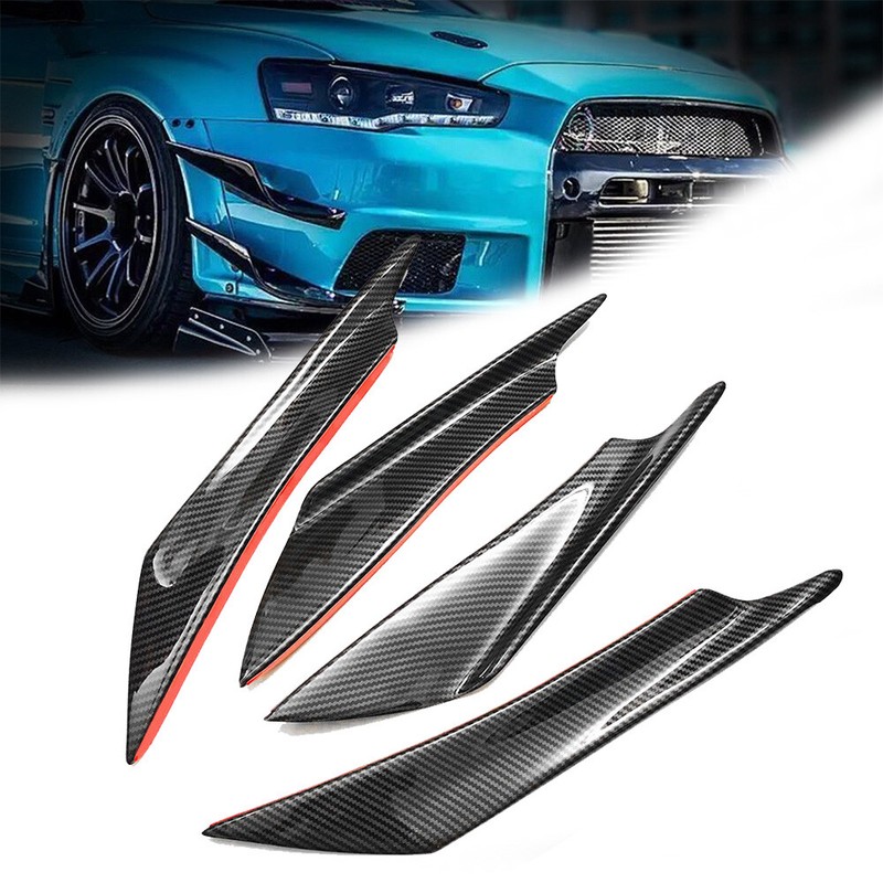 4 Pcs Carbon Effect Bumper Splitter Fin Spoiler Canard Valence Diffuser for MINI
