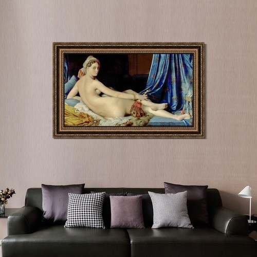 Framed Canvas Art Print La Grande Odalisque by Jean Auguste Dominique Ingres