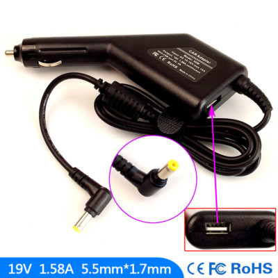 Netbook DC Adapter In-Car Charger + USB for Acer Aspire One AOA110-1831 D270